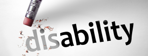 a pencil eraser removing 'dis' from disability