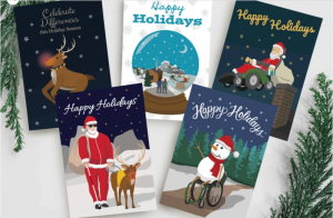 Variety of Christmas Cards with images of Santa, Snowman, Deer and Snow globe