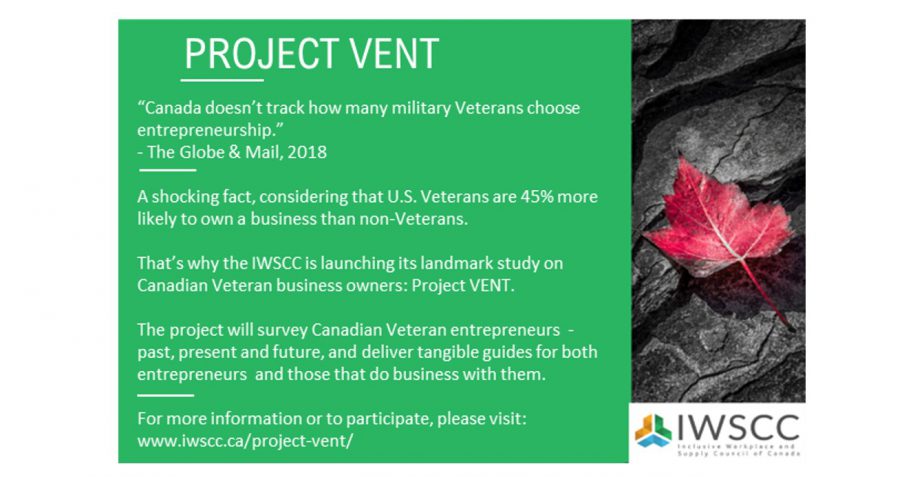 IWSCC Launches Project VENT: A Landmark Research Project on, and in Collaboration with, Veteran Business Owners in Canada
