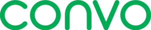 Logo: simple, evenly-spaced light-green lettering reads "CONVO."